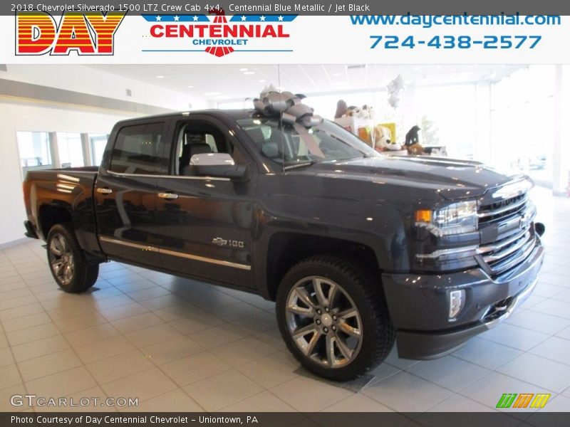 Centennial Blue Metallic / Jet Black 2018 Chevrolet Silverado 1500 LTZ Crew Cab 4x4
