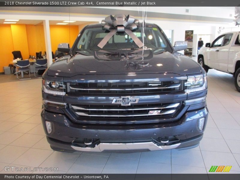 Centennial Blue Metallic / Jet Black 2018 Chevrolet Silverado 1500 LTZ Crew Cab 4x4