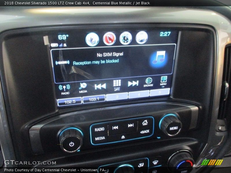 Centennial Blue Metallic / Jet Black 2018 Chevrolet Silverado 1500 LTZ Crew Cab 4x4