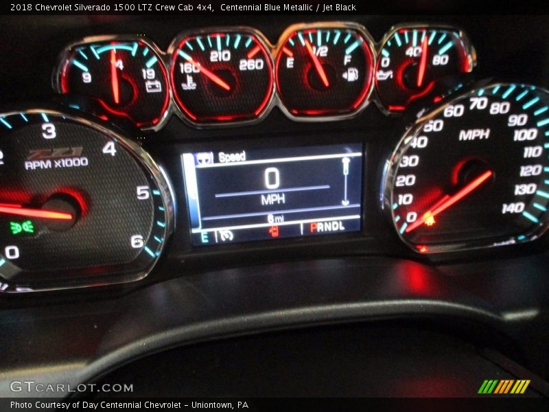 Centennial Blue Metallic / Jet Black 2018 Chevrolet Silverado 1500 LTZ Crew Cab 4x4