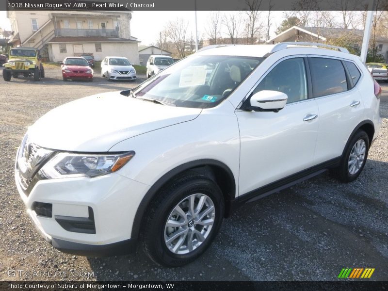 Pearl White / Charcoal 2018 Nissan Rogue SV AWD