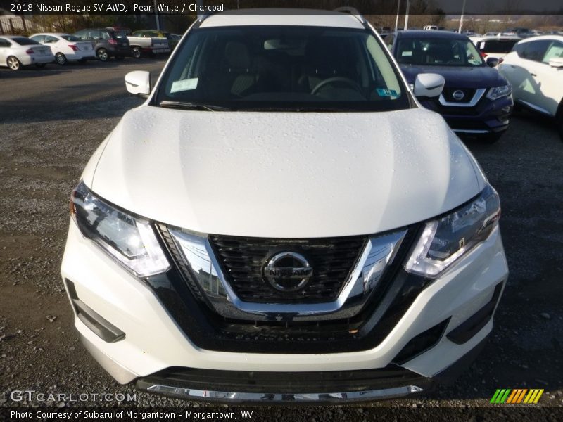 Pearl White / Charcoal 2018 Nissan Rogue SV AWD