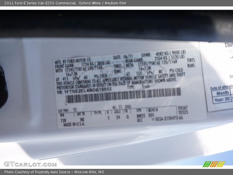 Oxford White / Medium Flint 2011 Ford E Series Van E250 Commercial