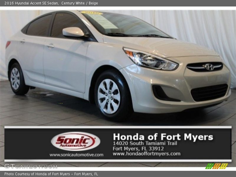 Century White / Beige 2016 Hyundai Accent SE Sedan