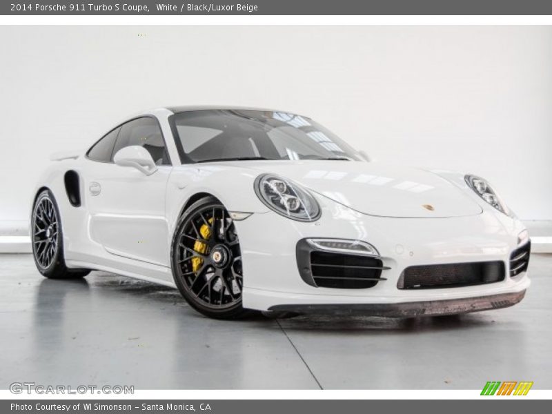 White / Black/Luxor Beige 2014 Porsche 911 Turbo S Coupe
