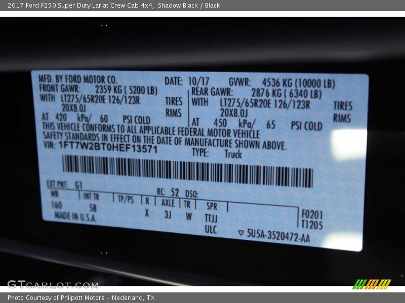 Shadow Black / Black 2017 Ford F250 Super Duty Lariat Crew Cab 4x4