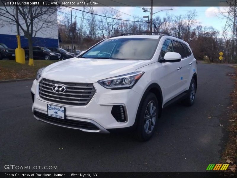 Monaco White / Gray 2018 Hyundai Santa Fe SE AWD