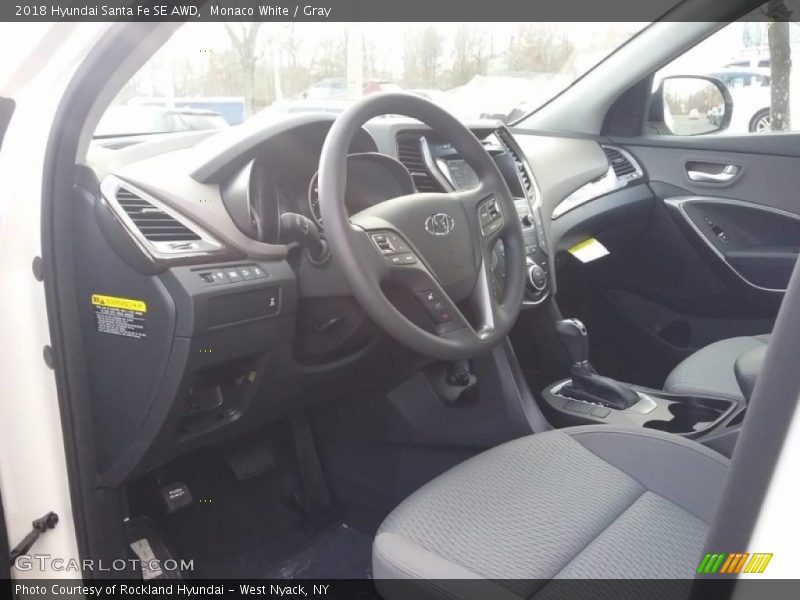 Monaco White / Gray 2018 Hyundai Santa Fe SE AWD