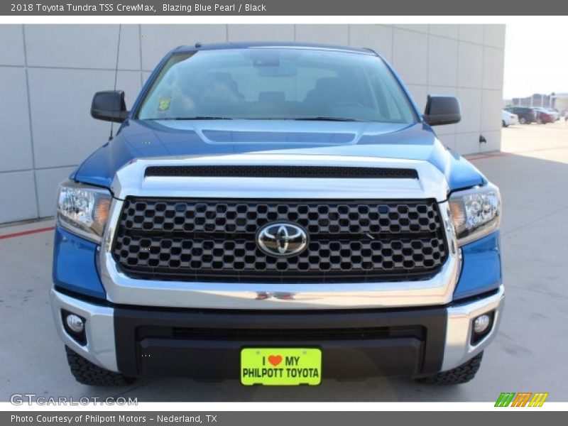 Blazing Blue Pearl / Black 2018 Toyota Tundra TSS CrewMax