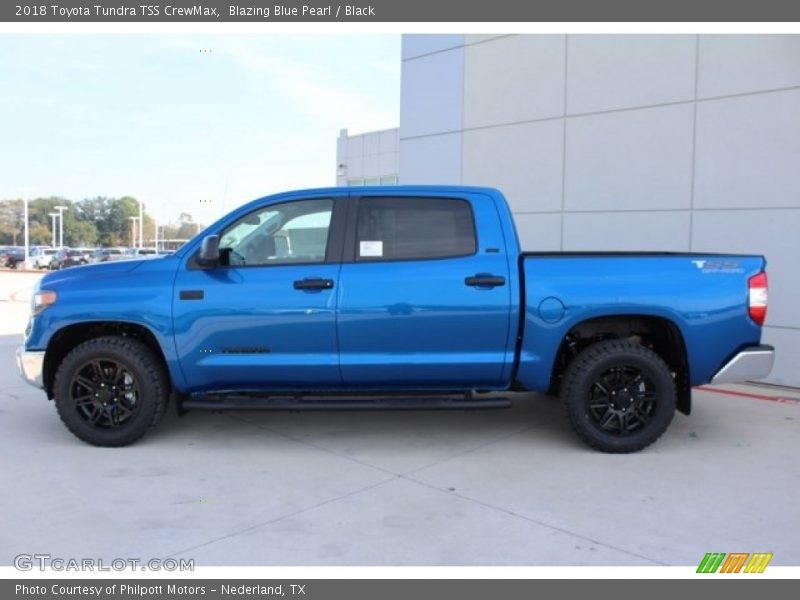 Blazing Blue Pearl / Black 2018 Toyota Tundra TSS CrewMax