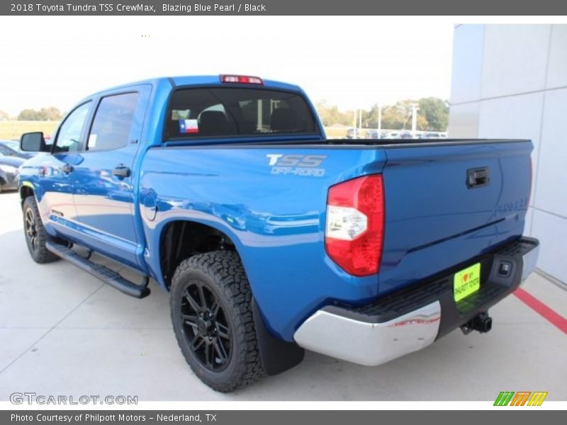 Blazing Blue Pearl / Black 2018 Toyota Tundra TSS CrewMax