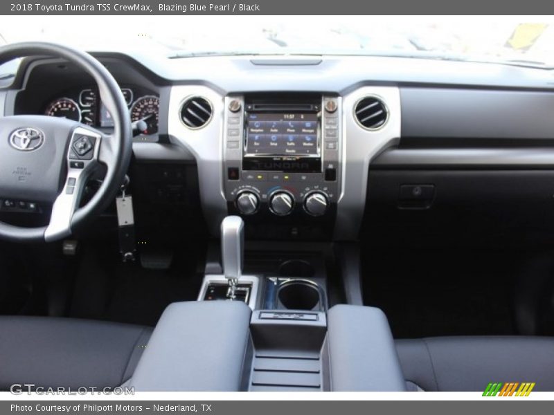 Blazing Blue Pearl / Black 2018 Toyota Tundra TSS CrewMax