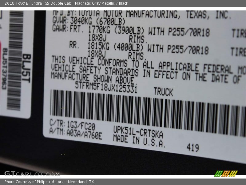 Magnetic Gray Metallic / Black 2018 Toyota Tundra TSS Double Cab