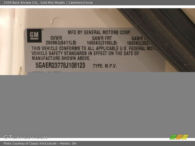 Gold Mist Metallic / Cashmere/Cocoa 2008 Buick Enclave CXL