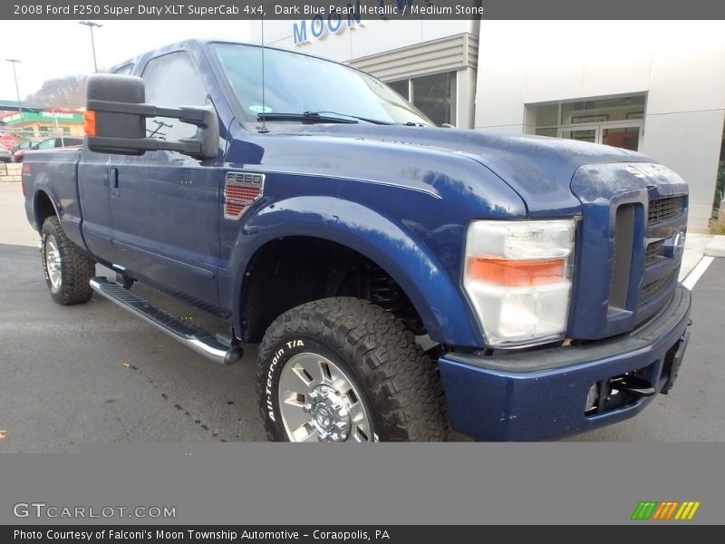 Dark Blue Pearl Metallic / Medium Stone 2008 Ford F250 Super Duty XLT SuperCab 4x4