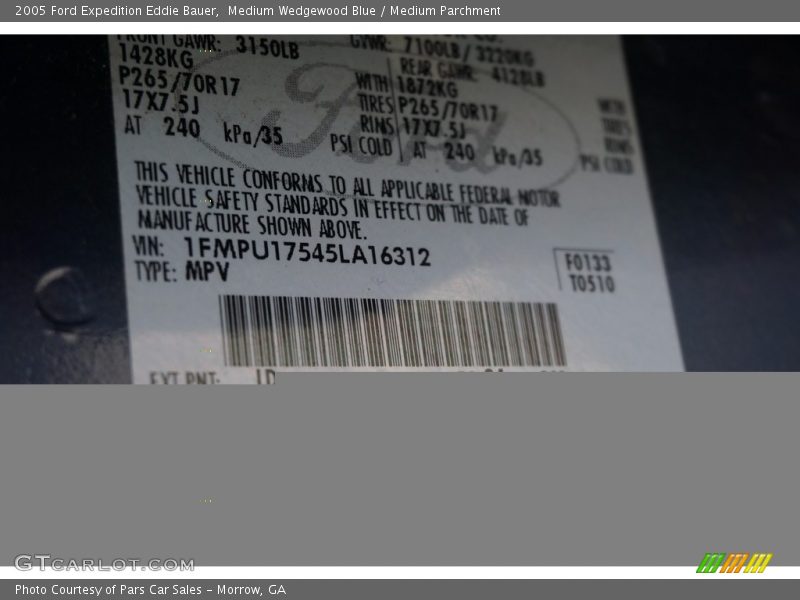 Medium Wedgewood Blue / Medium Parchment 2005 Ford Expedition Eddie Bauer