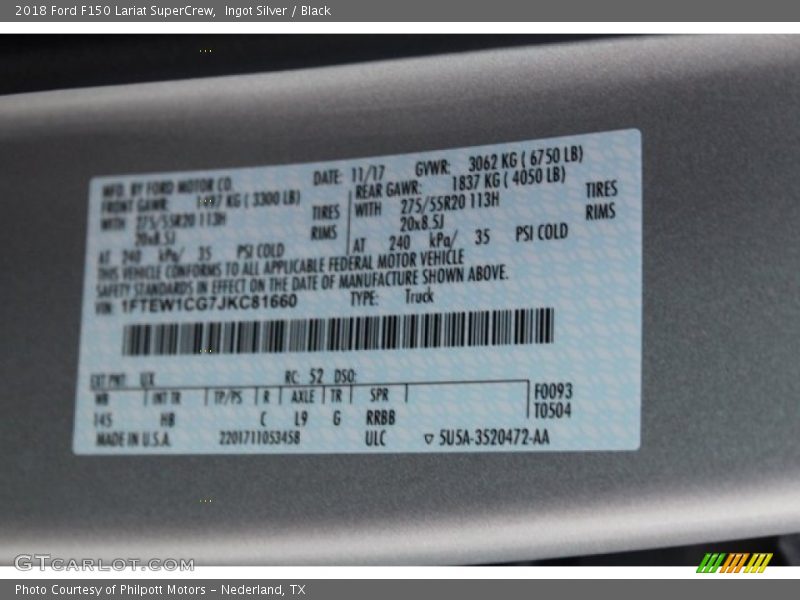 Ingot Silver / Black 2018 Ford F150 Lariat SuperCrew