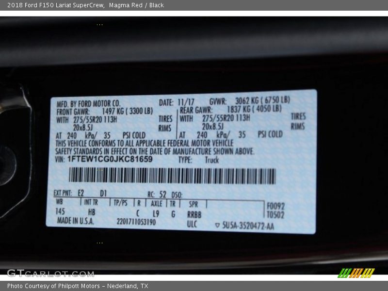 Magma Red / Black 2018 Ford F150 Lariat SuperCrew