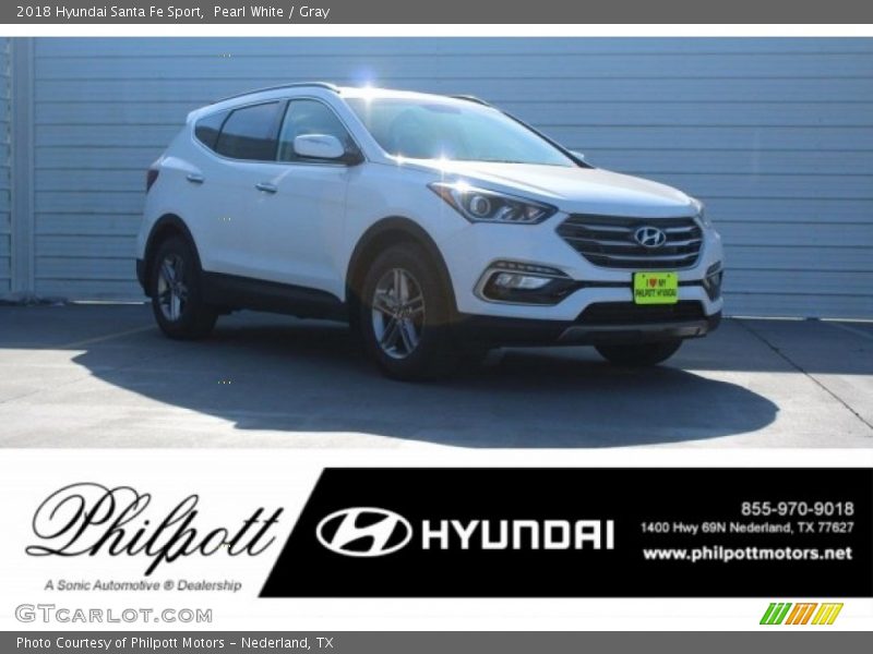 Pearl White / Gray 2018 Hyundai Santa Fe Sport