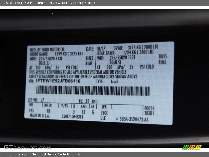 Magnetic / Black 2018 Ford F150 Platinum SuperCrew 4x4