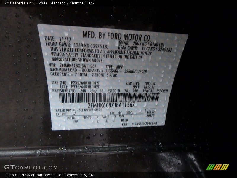 Magnetic / Charcoal Black 2018 Ford Flex SEL AWD