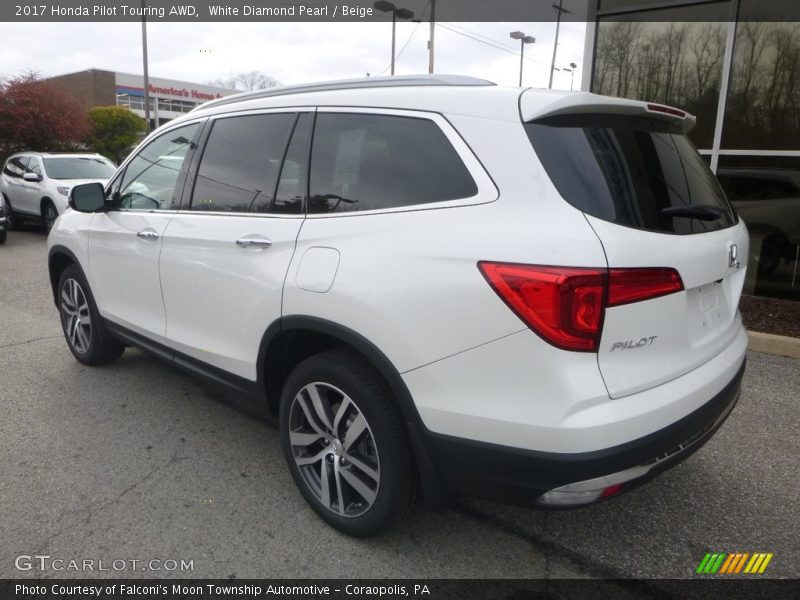White Diamond Pearl / Beige 2017 Honda Pilot Touring AWD