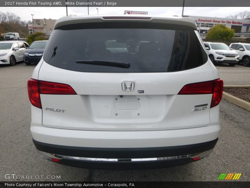 White Diamond Pearl / Beige 2017 Honda Pilot Touring AWD