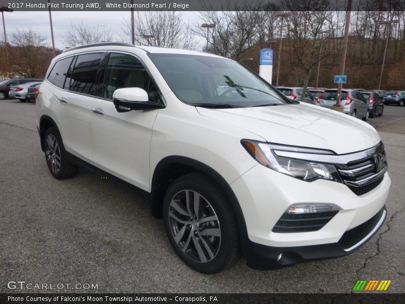 White Diamond Pearl / Beige 2017 Honda Pilot Touring AWD
