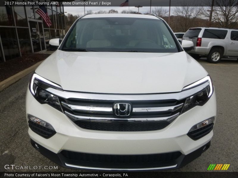 White Diamond Pearl / Beige 2017 Honda Pilot Touring AWD