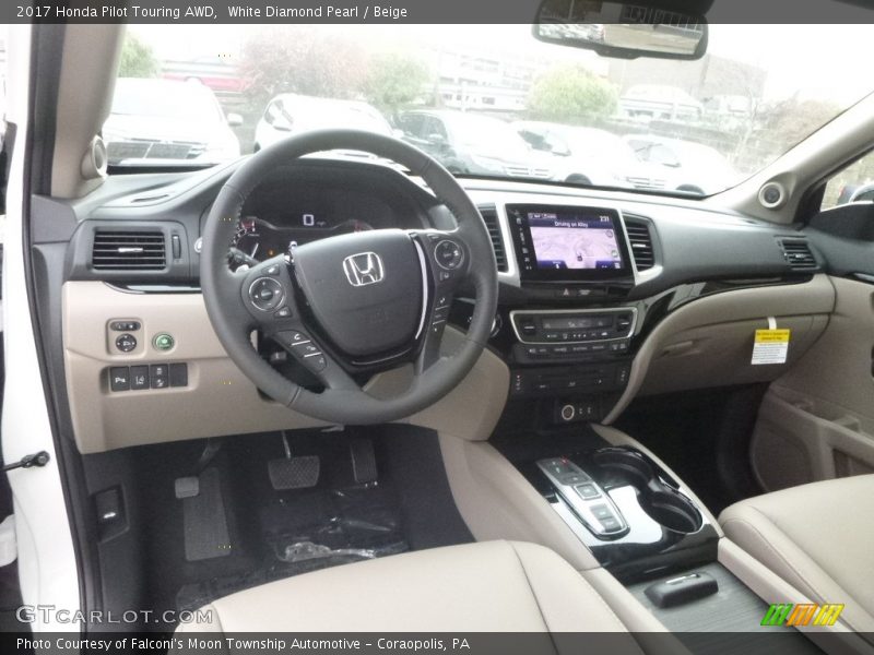 White Diamond Pearl / Beige 2017 Honda Pilot Touring AWD