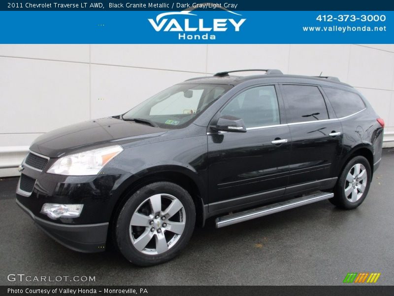 Black Granite Metallic / Dark Gray/Light Gray 2011 Chevrolet Traverse LT AWD