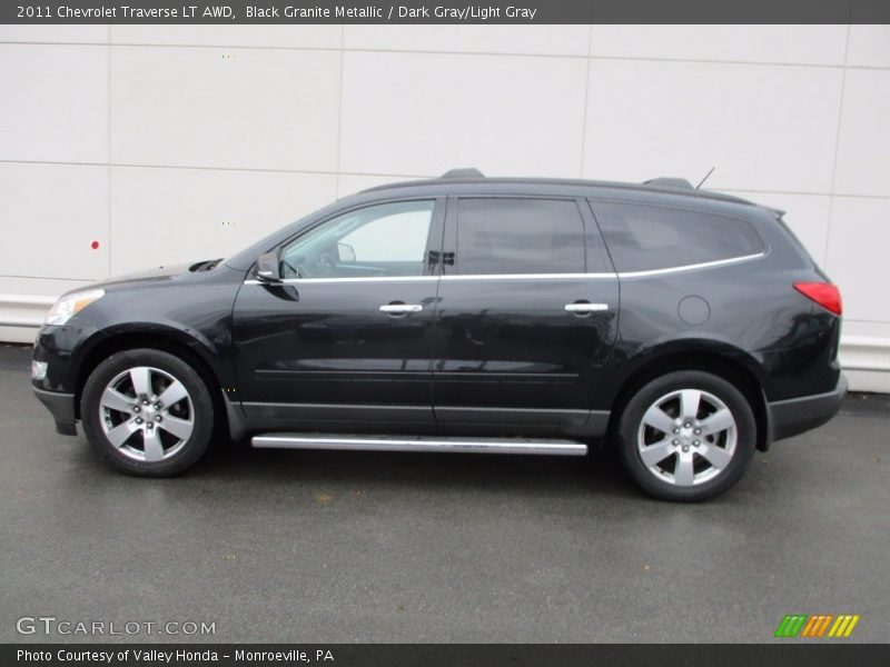 Black Granite Metallic / Dark Gray/Light Gray 2011 Chevrolet Traverse LT AWD