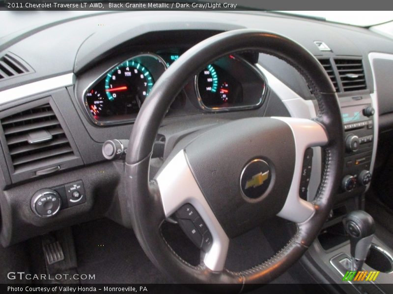 Black Granite Metallic / Dark Gray/Light Gray 2011 Chevrolet Traverse LT AWD
