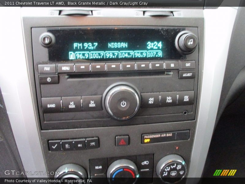 Black Granite Metallic / Dark Gray/Light Gray 2011 Chevrolet Traverse LT AWD