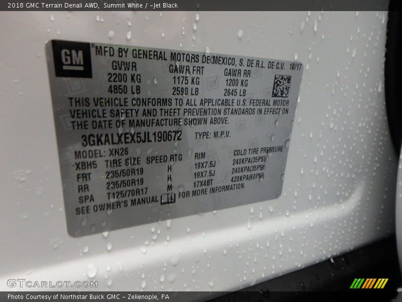 Summit White / ­Jet Black 2018 GMC Terrain Denali AWD