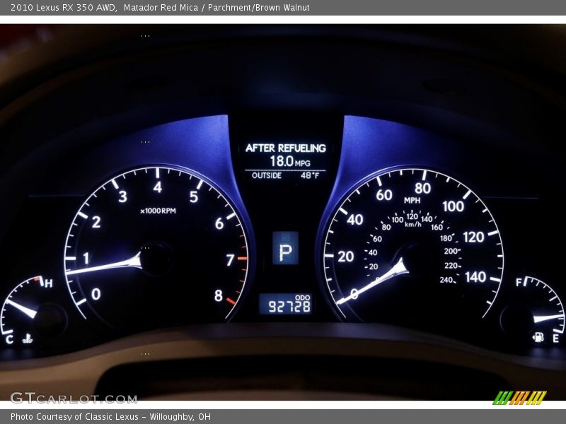 Matador Red Mica / Parchment/Brown Walnut 2010 Lexus RX 350 AWD