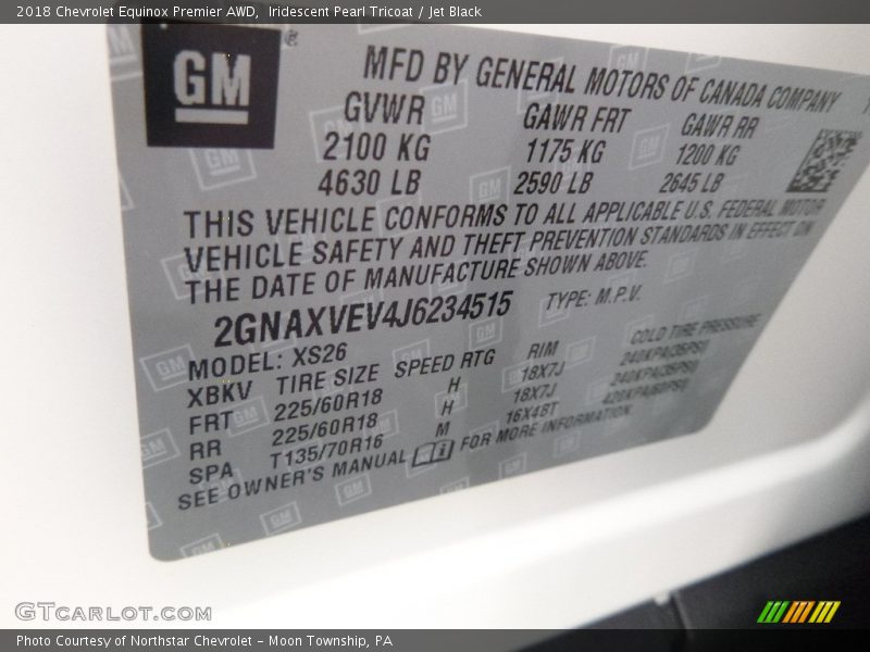 Iridescent Pearl Tricoat / Jet Black 2018 Chevrolet Equinox Premier AWD