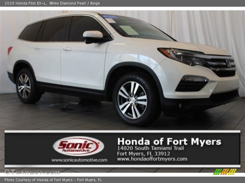 White Diamond Pearl / Beige 2016 Honda Pilot EX-L