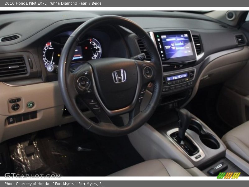 White Diamond Pearl / Beige 2016 Honda Pilot EX-L