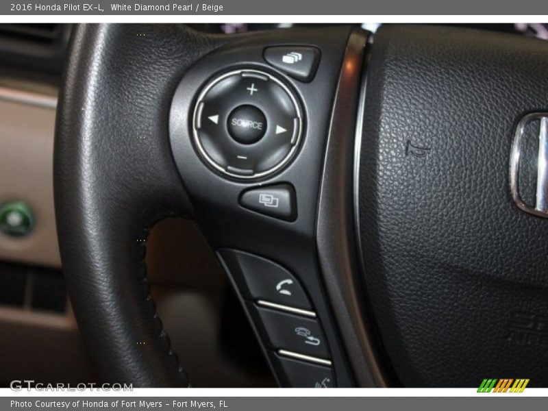 White Diamond Pearl / Beige 2016 Honda Pilot EX-L
