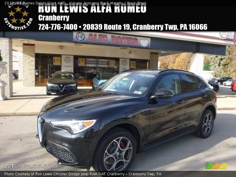 Vulcano (Volcano) Black Metallic / Black/Black 2018 Alfa Romeo Stelvio Sport AWD