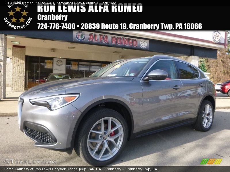 Stromboli Gray Metallic / Black/Red 2018 Alfa Romeo Stelvio AWD
