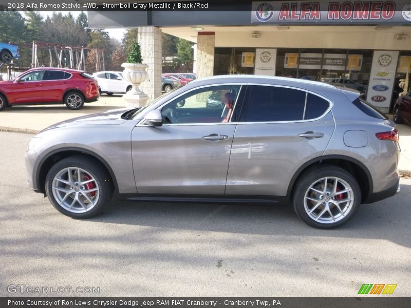 Stromboli Gray Metallic / Black/Red 2018 Alfa Romeo Stelvio AWD