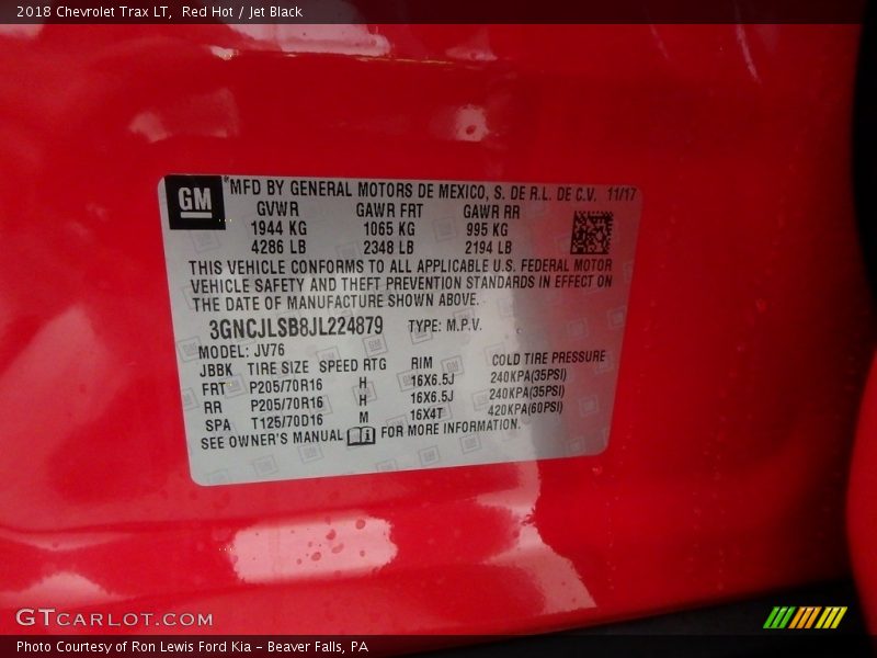 Red Hot / Jet Black 2018 Chevrolet Trax LT