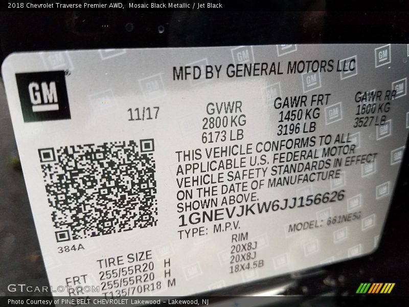 Mosaic Black Metallic / Jet Black 2018 Chevrolet Traverse Premier AWD