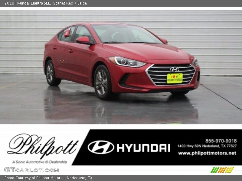 Scarlet Red / Beige 2018 Hyundai Elantra SEL