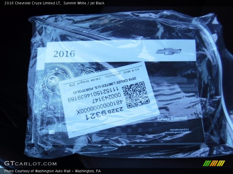 Summit White / Jet Black 2016 Chevrolet Cruze Limited LT