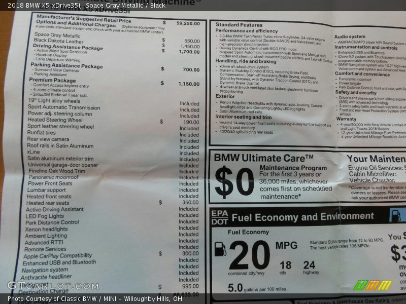 Space Gray Metallic / Black 2018 BMW X5 xDrive35i