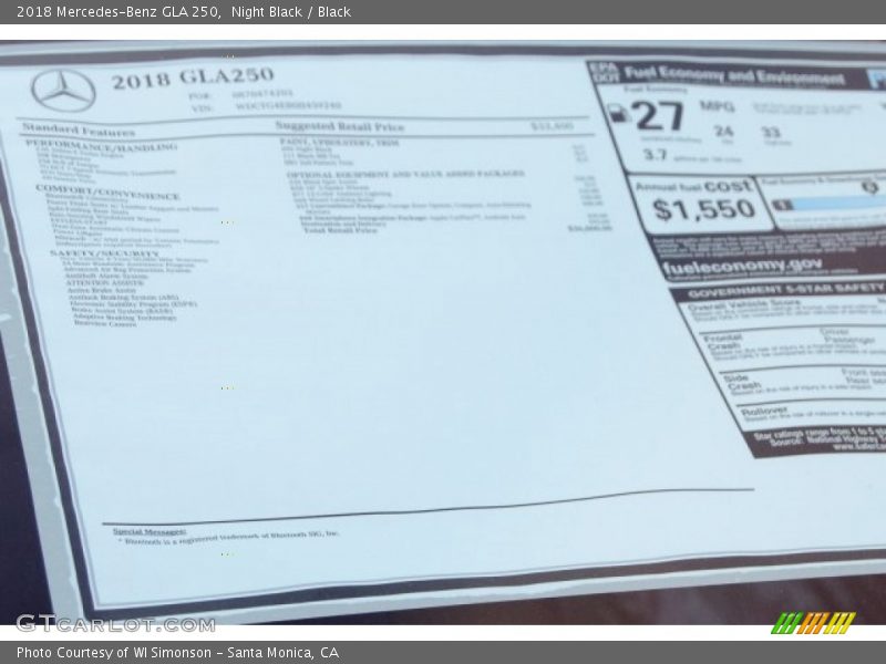 Night Black / Black 2018 Mercedes-Benz GLA 250