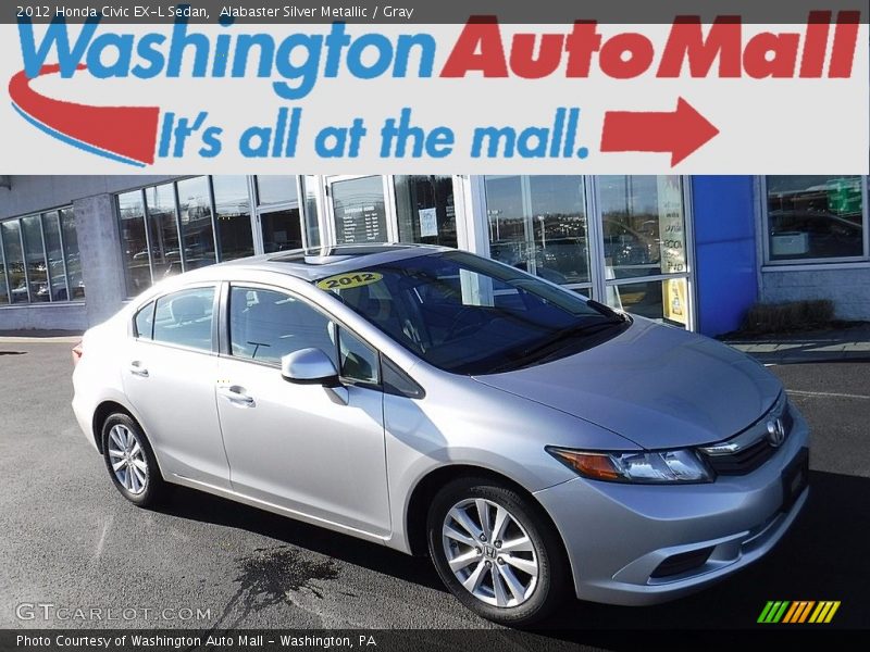 Alabaster Silver Metallic / Gray 2012 Honda Civic EX-L Sedan